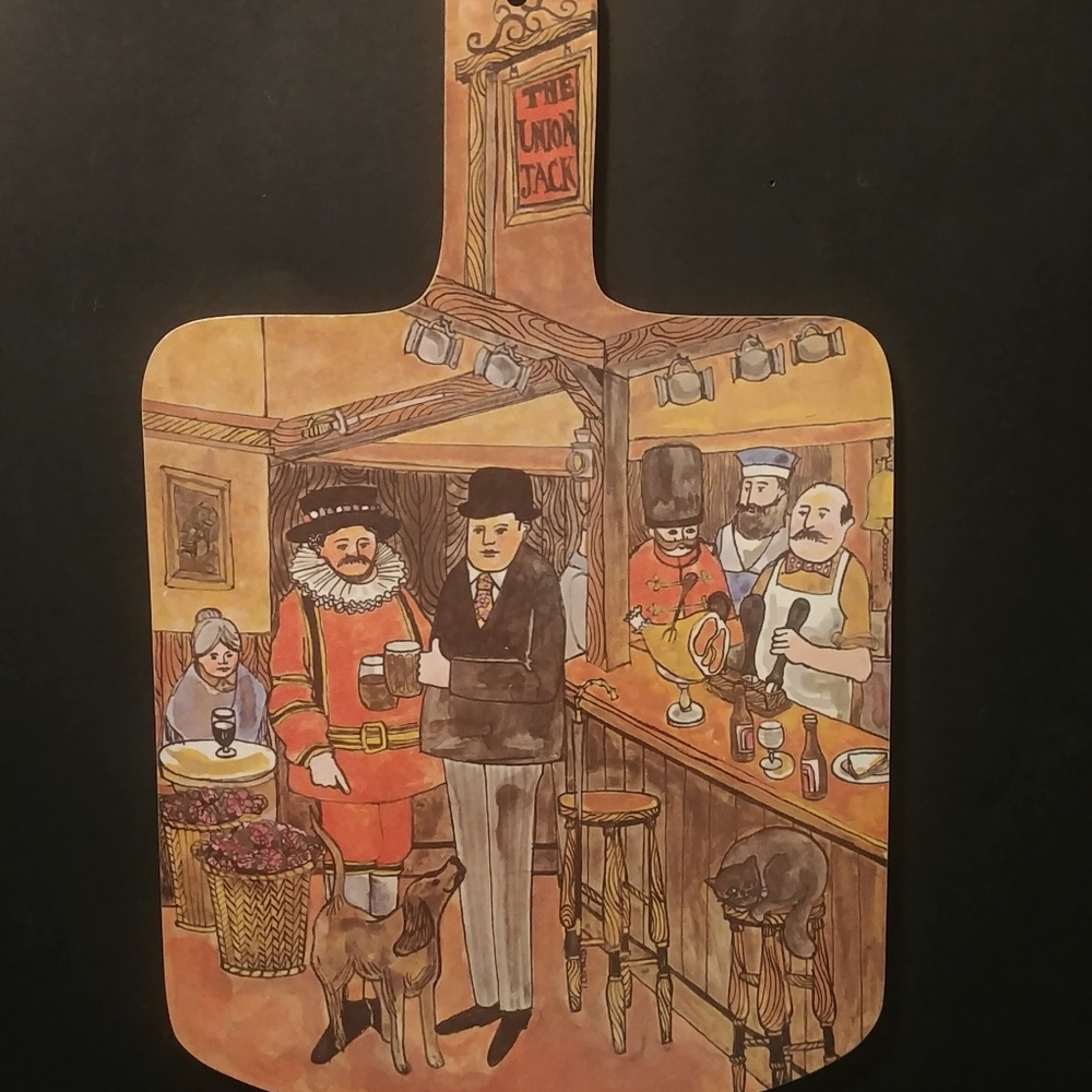 The Union Jack Painting Print of English Pub on Decorative Cutting Board